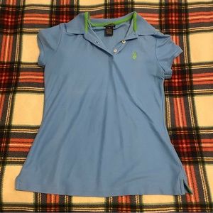 Blue and green collared polo